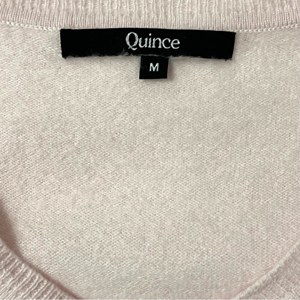 Quince 100% Cashmere V-Neck Sweater Blush Pink Soft Lightweight Knit Medium M - Picture 6 of 7